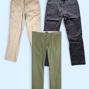 J. Crew Slim 484 Chino Pants Bundle: Beige/Olive/Navy Sz 32x30